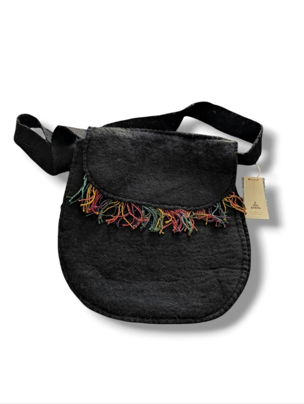 PRANA Olivia Wool Fringe Satchel in Black